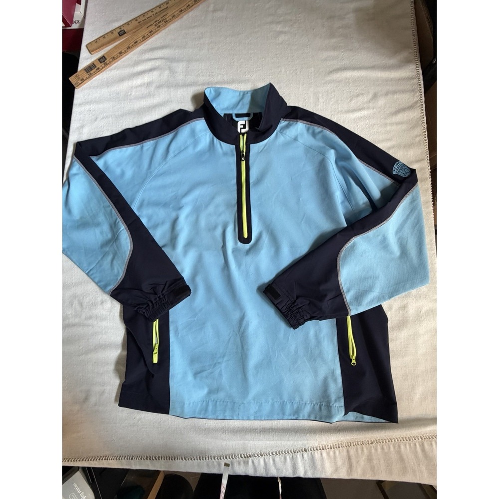FootJoy FJ 1/2 Zip Pullover Jacket Blue Athletic Golf Windbreaker Large - Picture 11 of 11